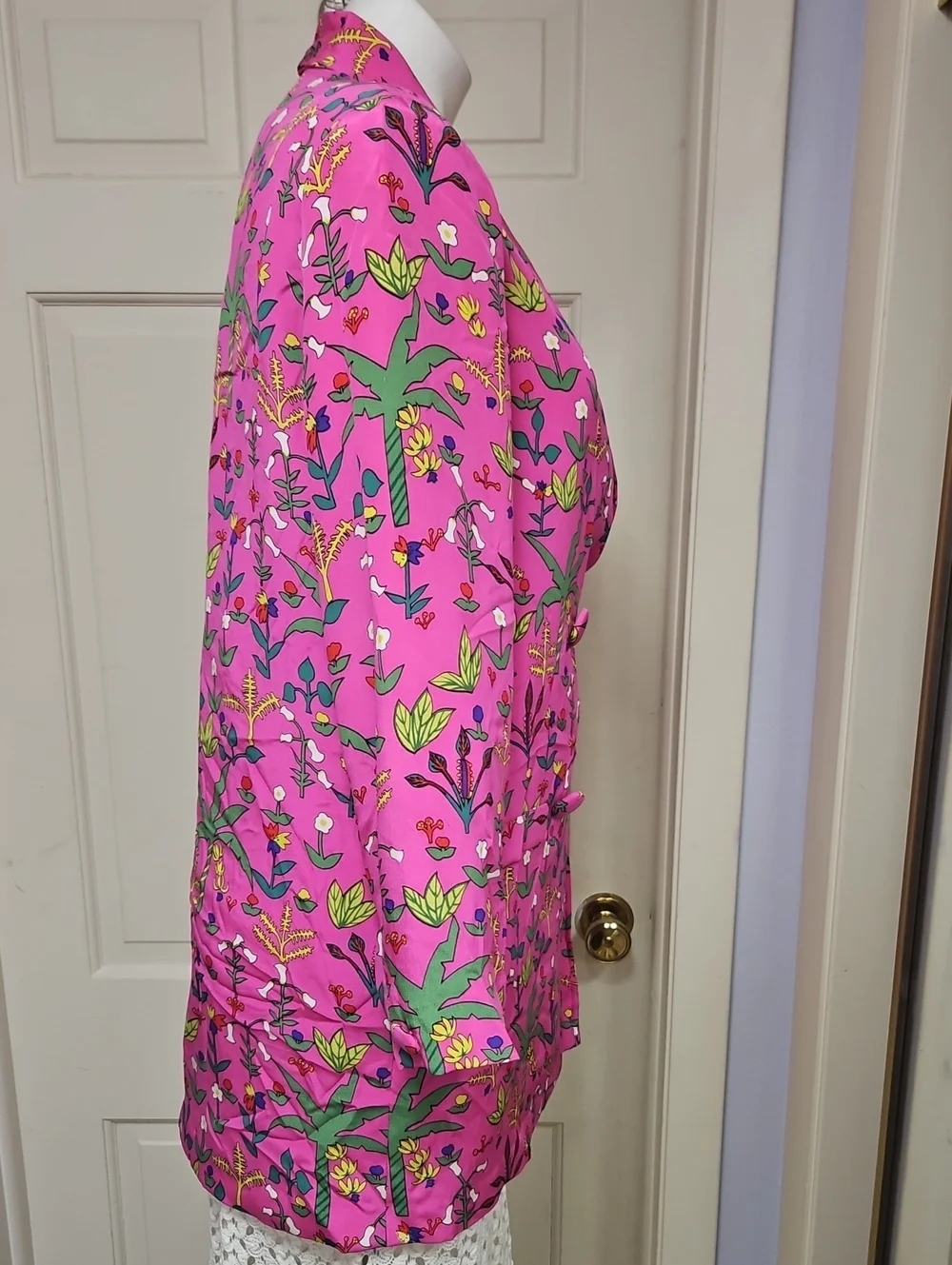 Vintage 1980s rare tropical print caribbean resort where silk jacket blazer